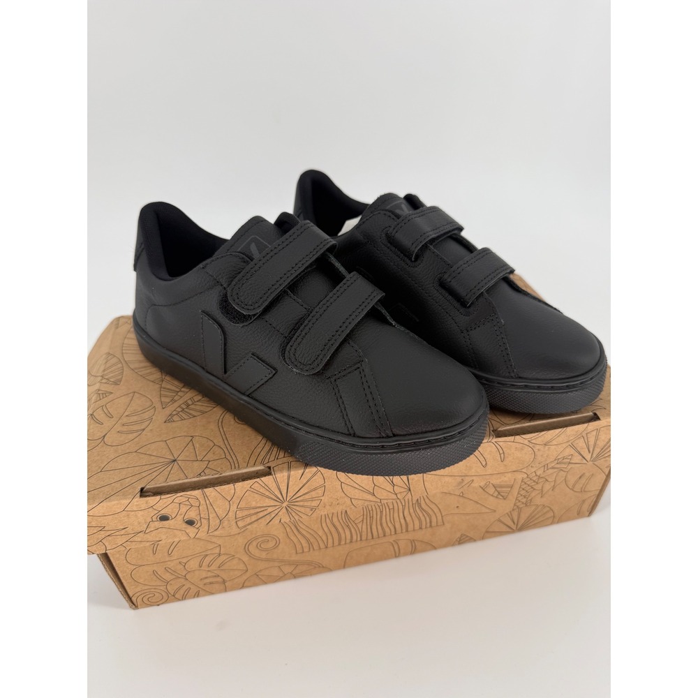 Veja Small Esplar Leather Full Black Kids Sneakers Shoes Size US 2 New In Box
